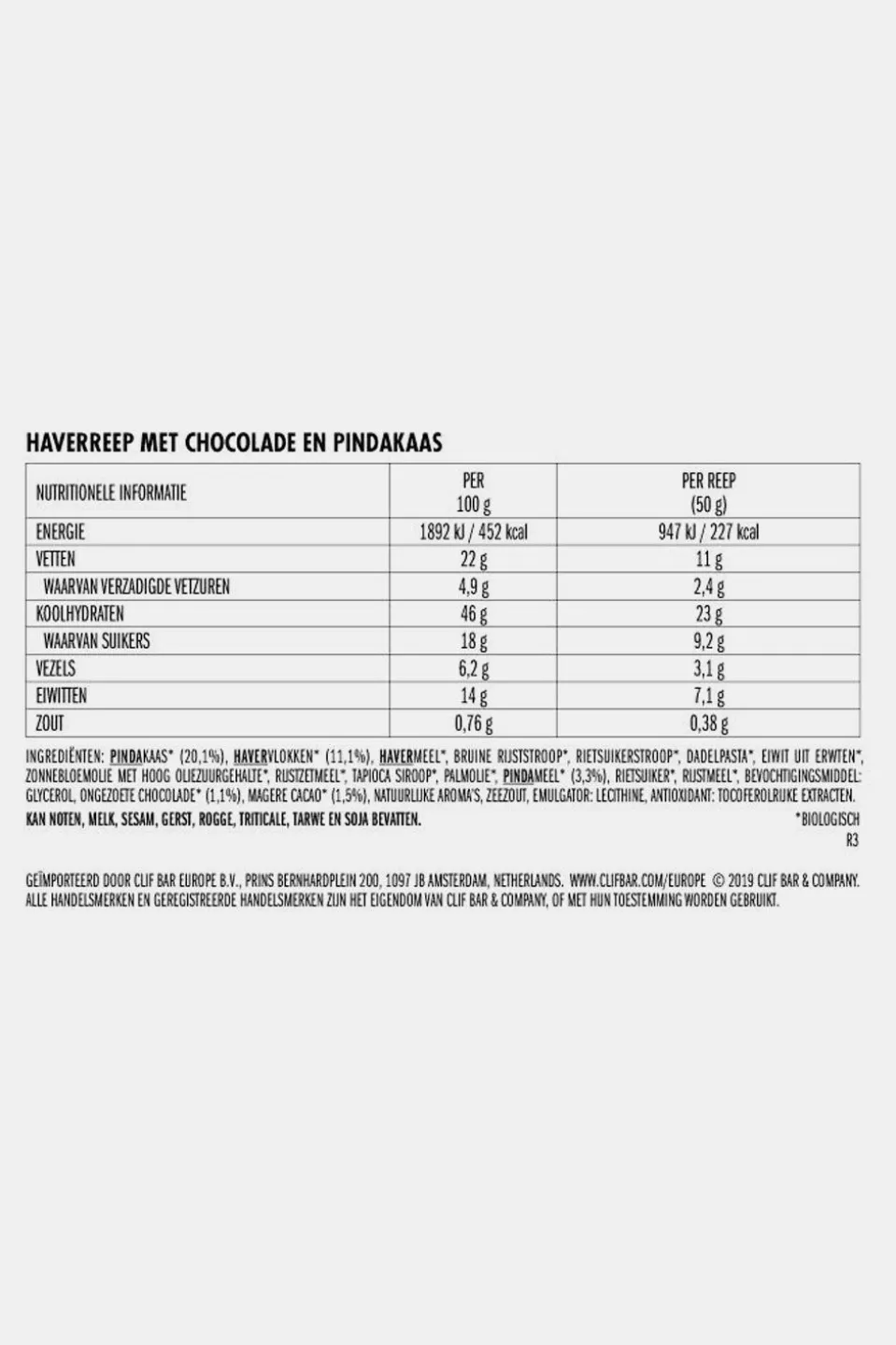 Clif Bar Chocolade Pindakaas Reep