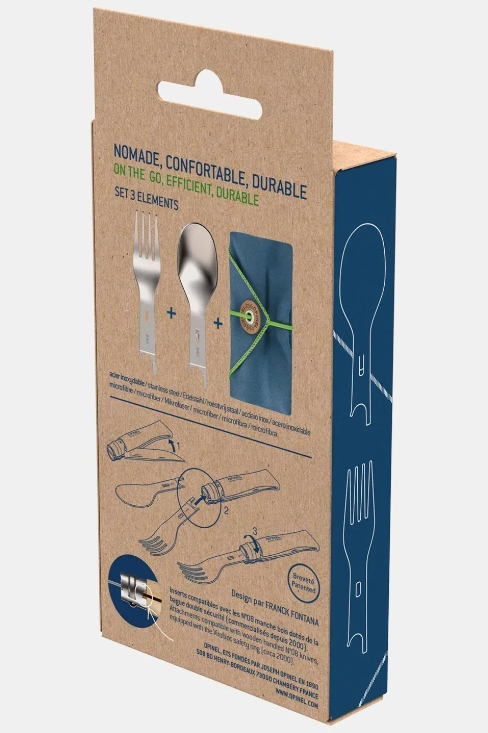 Opinel Picknic Plus Outdoor Cutlery Set 3-delig Reisbestek